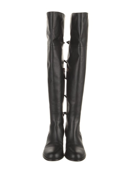 Valentino Leather Bow Accents Lace-Up Boots