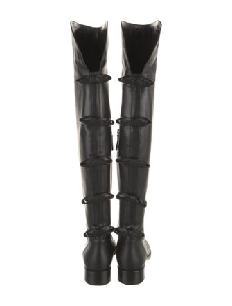 Valentino Leather Bow Accents Lace-Up Boots