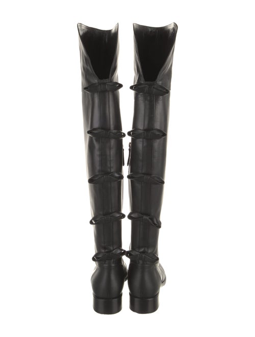 Valentino Leather Bow Accents Lace-Up Boots
