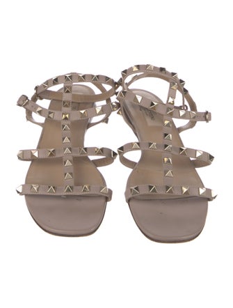 Valentino Rockstud Accents Leather Gladiator Sandals