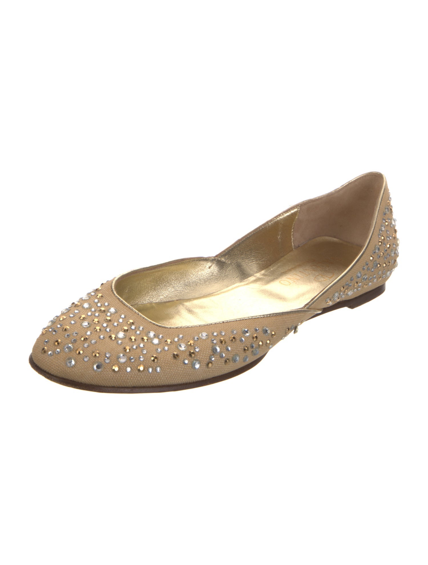 Valentino Canvas Crystal Embellishments D'Orsay Flats