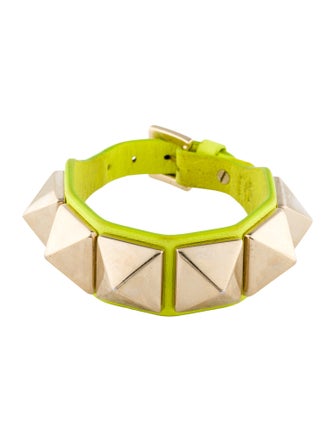 Valentino Leather Large Rockstud Wrap Bracelet