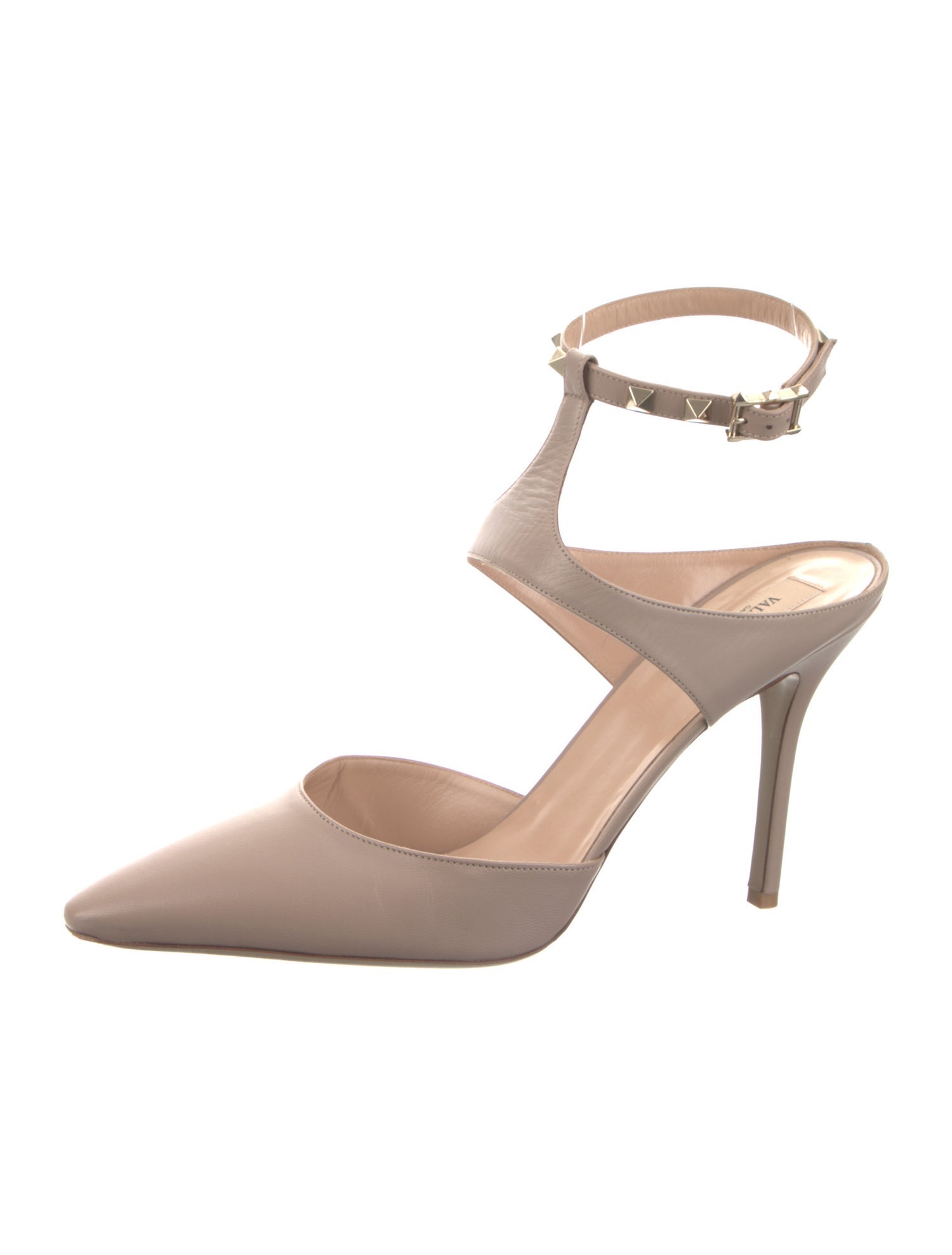 Valentino Rockstud Accents Leather T-Strap Pumps