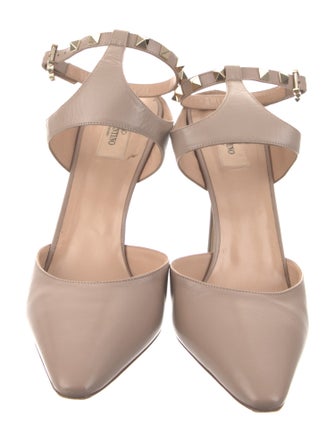 Valentino Rockstud Accents Leather T-Strap Pumps