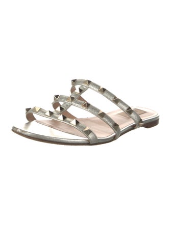 Valentino Rockstud Accents Leather Slides