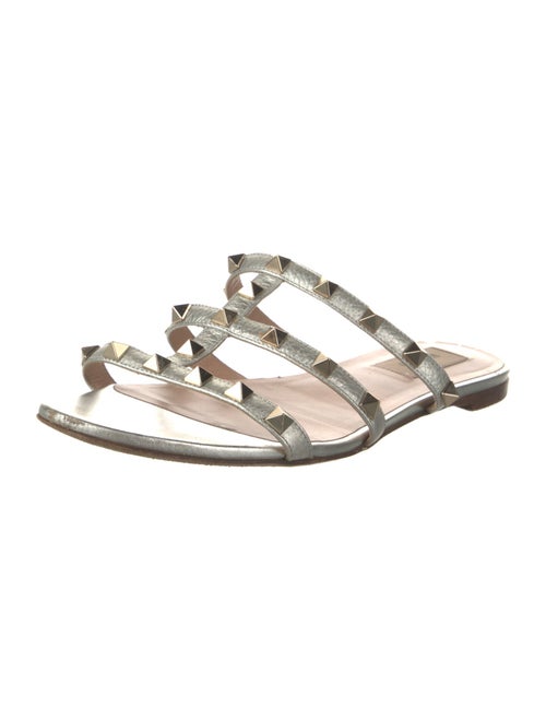 Valentino Rockstud Accents Leather Slides