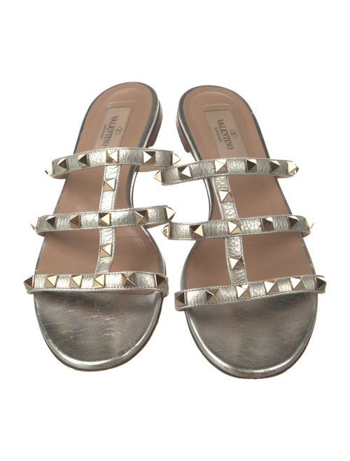 Valentino Rockstud Accents Leather Slides