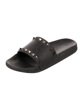 Valentino Rockstud Accents Rubber Slides