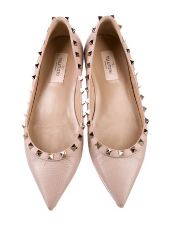 Valentino Rockstud Accents Leather Ballet Flats