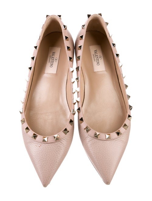 Valentino Rockstud Accents Leather Ballet Flats