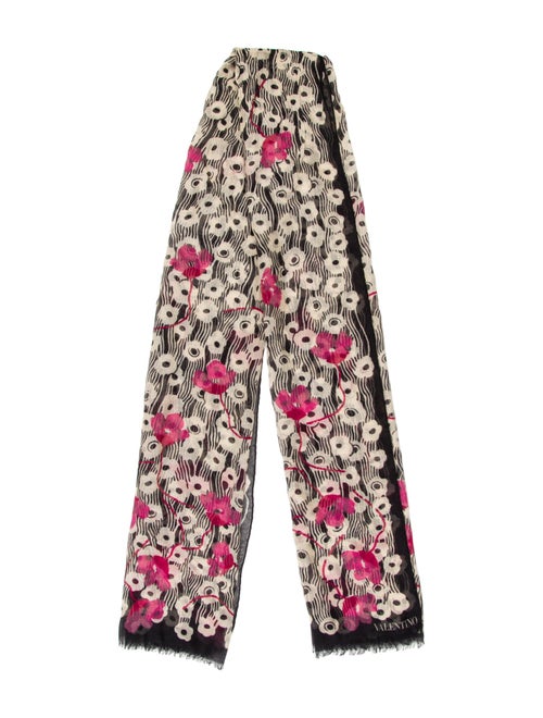 Valentino Wool Floral Print Scarf