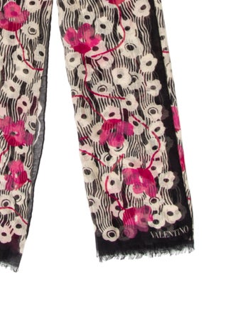 Valentino Wool Floral Print Scarf