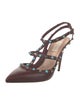 Valentino Rockstud Accents Leather T-Strap Pumps
