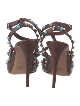 Valentino Rockstud Accents Leather T-Strap Pumps