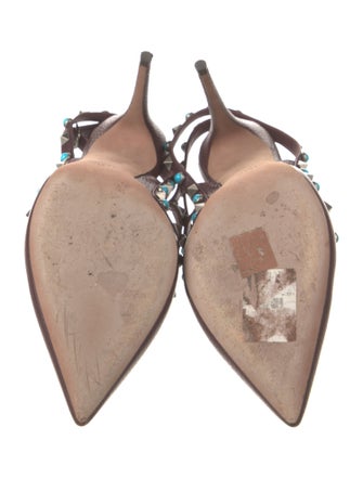 Valentino Rockstud Accents Leather T-Strap Pumps