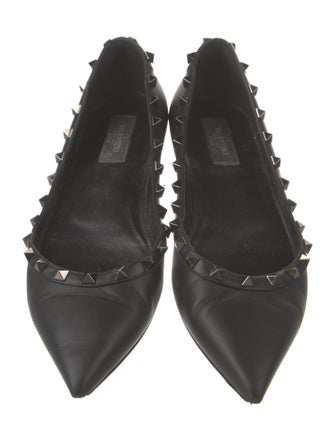 Valentino Rockstud Accents Leather Ballet Flats