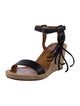 Valentino Leather Fringe Trim Accent Espadrilles