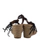 Valentino Leather Fringe Trim Accent Espadrilles