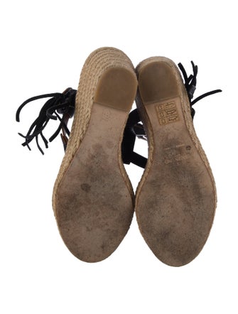 Valentino Leather Fringe Trim Accent Espadrilles