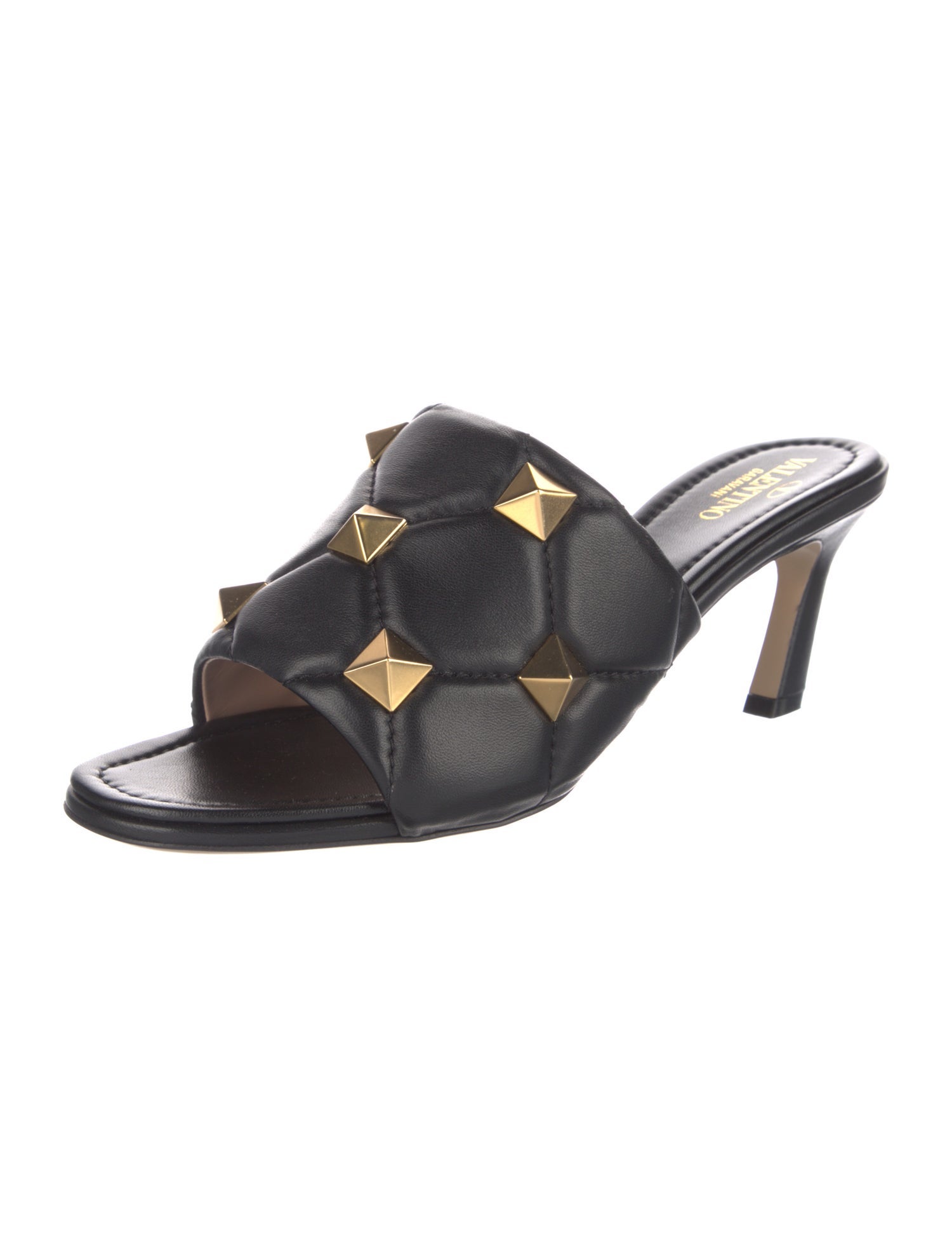 Valentino Quilted Pattern Leather Slides
