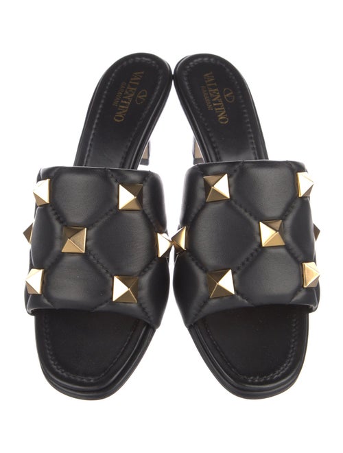Valentino Quilted Pattern Leather Slides
