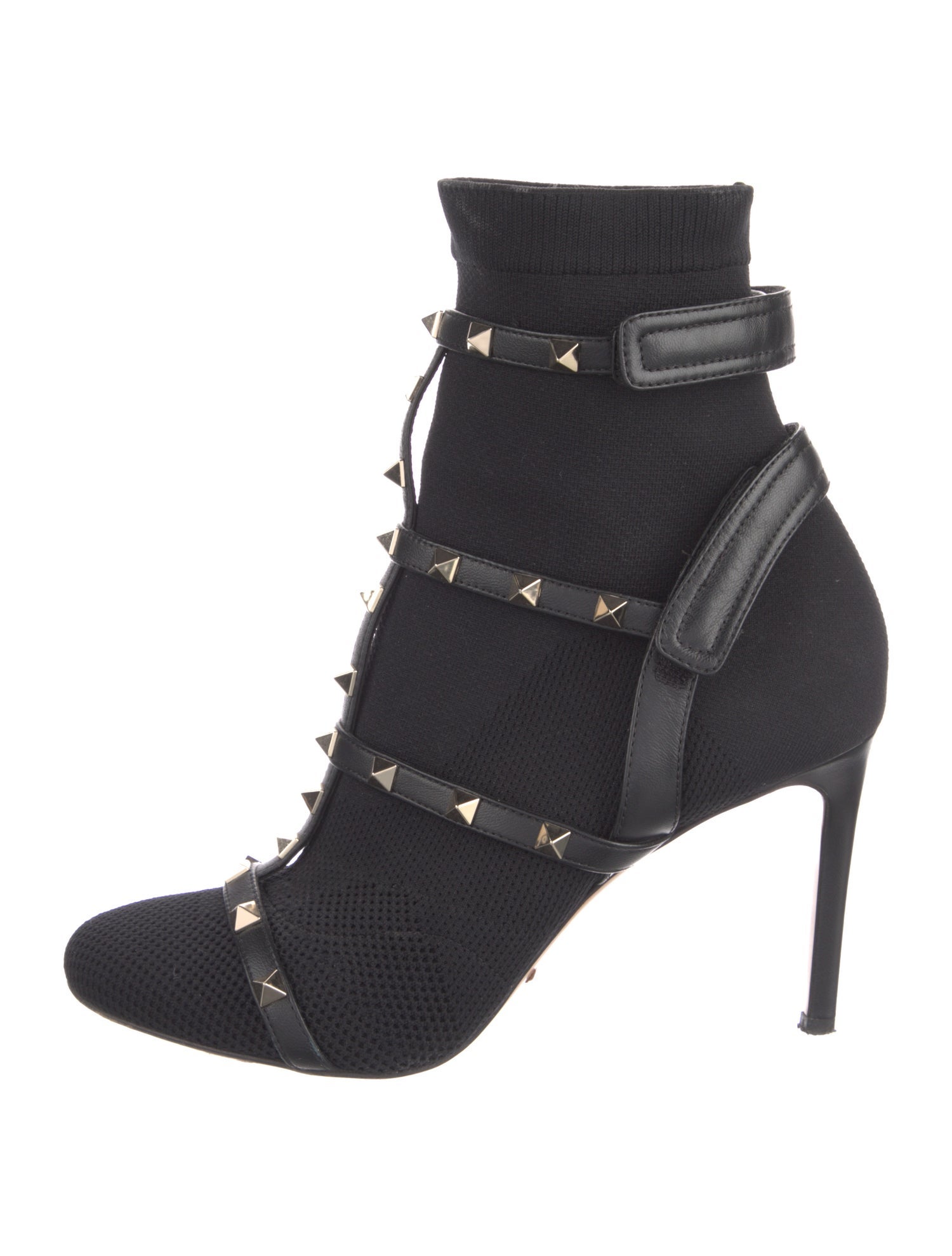 Valentino Rockstud Accents Mesh Sock Boots