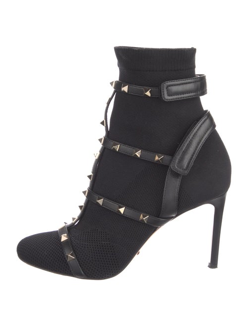 Valentino Rockstud Accents Mesh Sock Boots