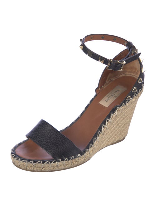 Valentino Rockstud Accents Leather Espadrilles