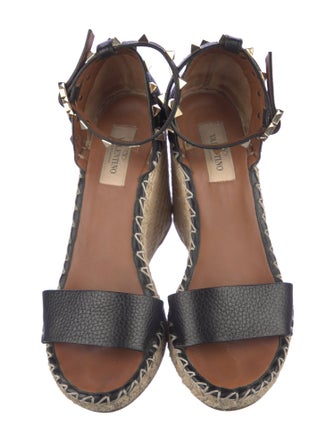 Valentino Rockstud Accents Leather Espadrilles