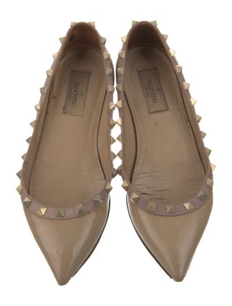 Valentino Rockstud Accents Patent Leather Ballet Flats