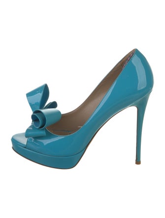 Valentino Patent Leather Bow Accents Pumps