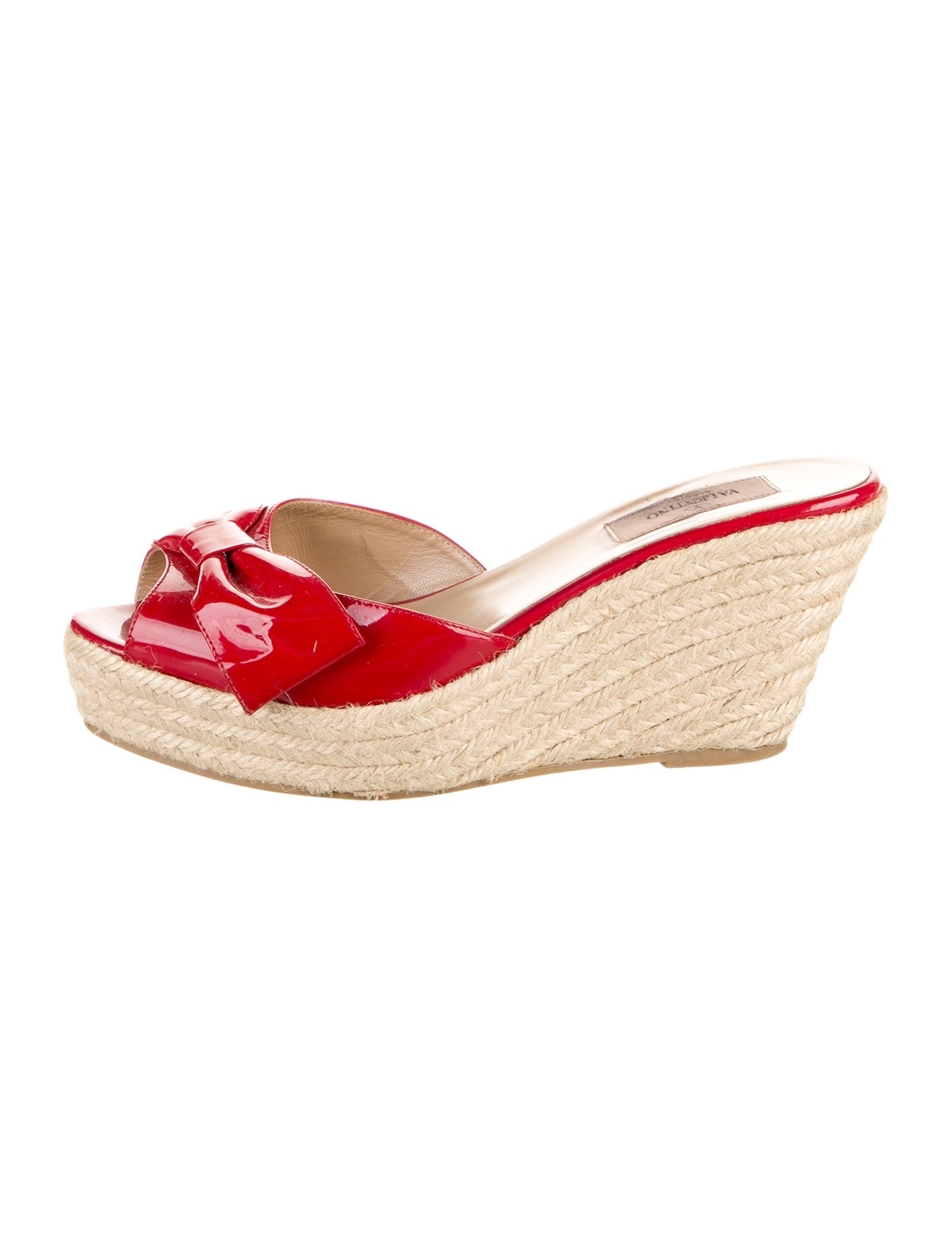 Valentino Patent Leather Bow Accents Espadrilles