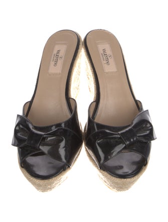Valentino Patent Leather Bow Accents Espadrilles