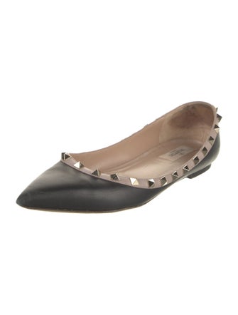 Valentino Rockstud Accents Leather Ballet Flats