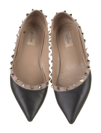 Valentino Rockstud Accents Leather Ballet Flats