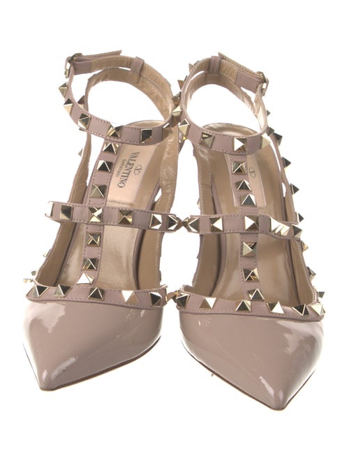 Valentino Rockstud Accents Patent Leather T-Strap Pumps