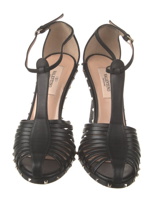 Valentino Rockstud Accents Leather T-Strap Pumps