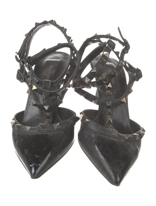 Valentino Rockstud Accents Patent Leather T-Strap Pumps