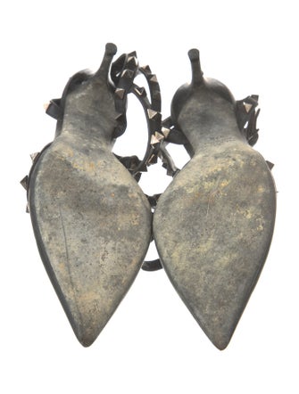 Valentino Rockstud Accents Patent Leather T-Strap Pumps