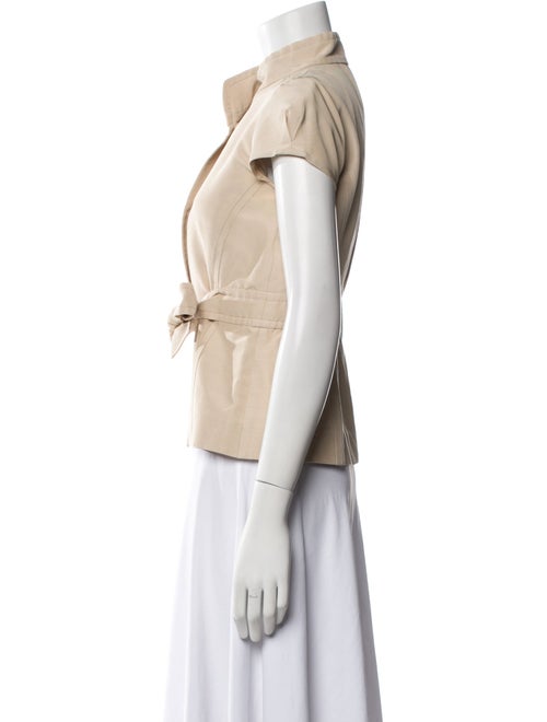 Valentino Mock Neck Short Sleeve Blouse