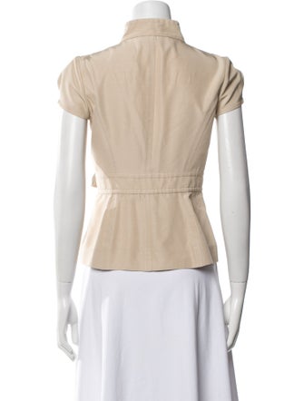 Valentino Mock Neck Short Sleeve Blouse