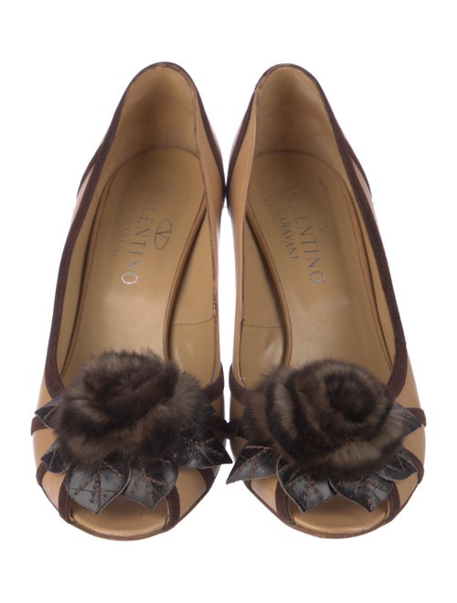 Valentino Leather Colorblock Pattern Pumps
