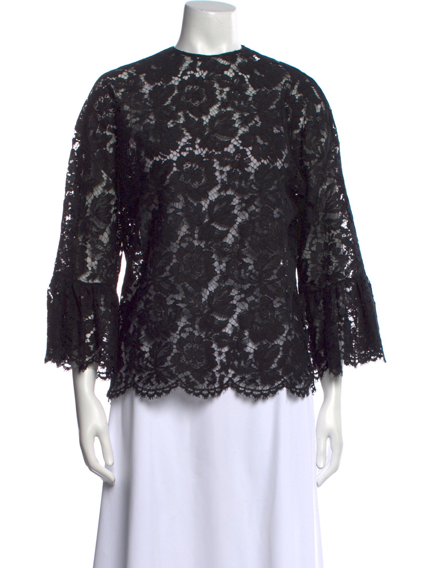 Valentino Lace Pattern Crew Neck Blouse
