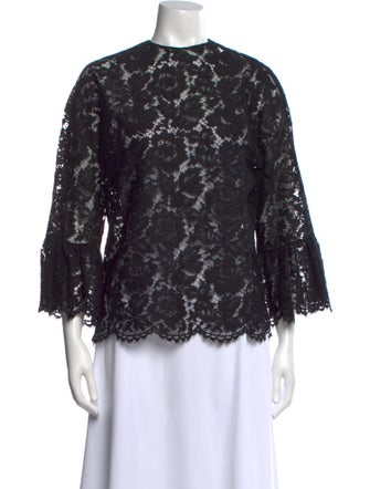 Valentino Lace Pattern Crew Neck Blouse
