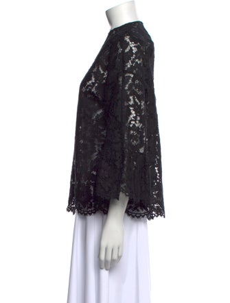 Valentino Lace Pattern Crew Neck Blouse