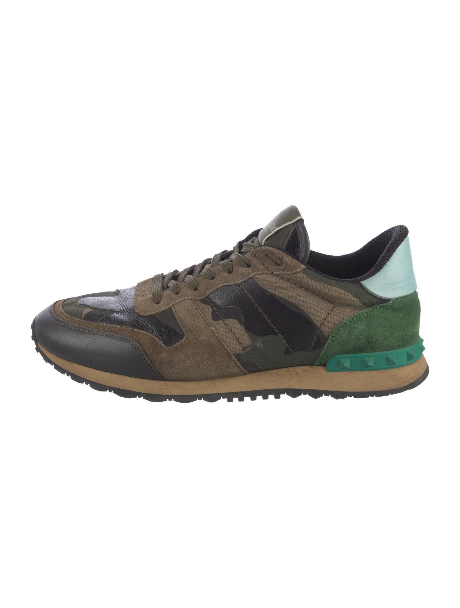 Valentino Rockstud Accents Leather Athletic Sneakers