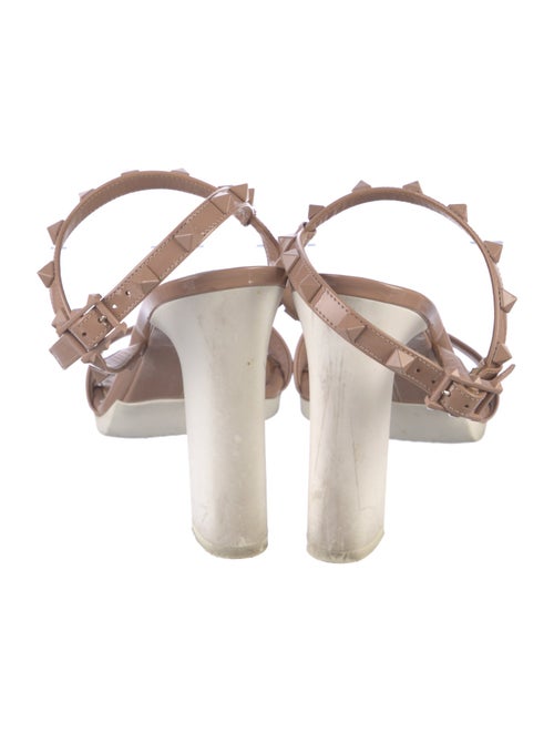 Valentino Rockstud Accents Patent Leather Slingback Sandals