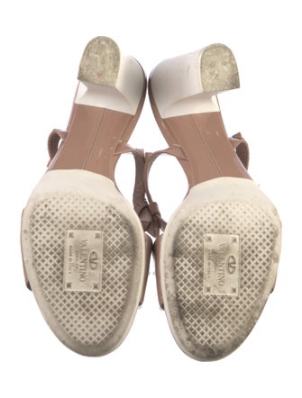 Valentino Rockstud Accents Patent Leather Slingback Sandals