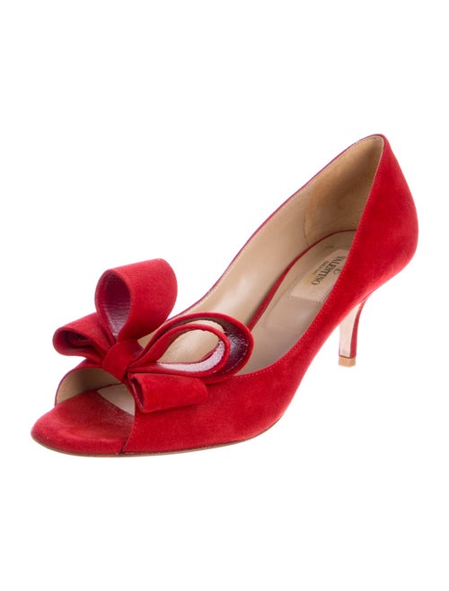 Valentino Suede Bow Accents Pumps