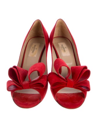 Valentino Suede Bow Accents Pumps